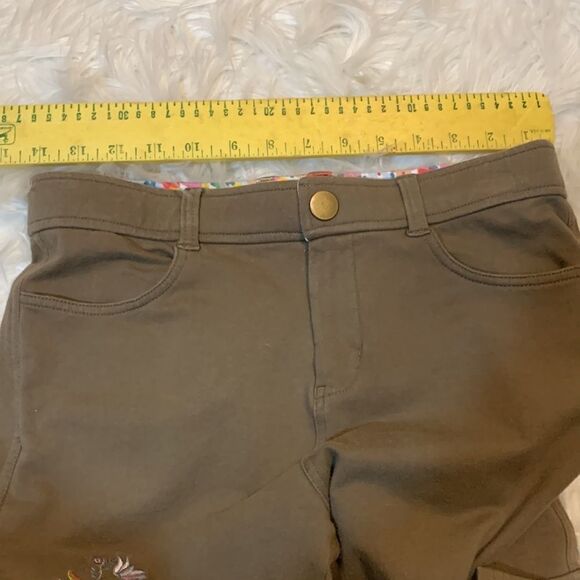 Matilda Jane Small Scouts Honor Pants with floral stitching on one leg - Picture 9 of 12